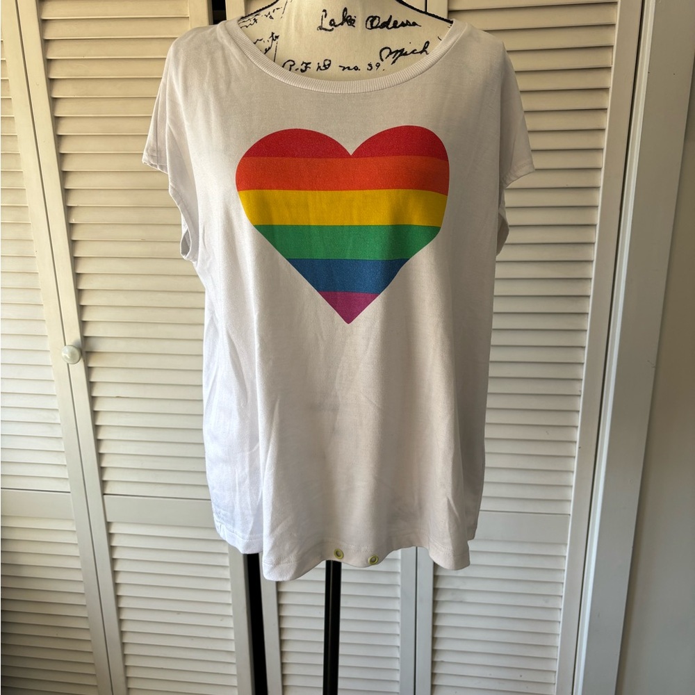 Jane and Delancy Rainbow Heart T-Shirt